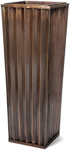H Potter Tall Planter Large Outdoor Copper Antique Flower Pot Indoor Patio Deck Ribbed Garden 29 Inches High