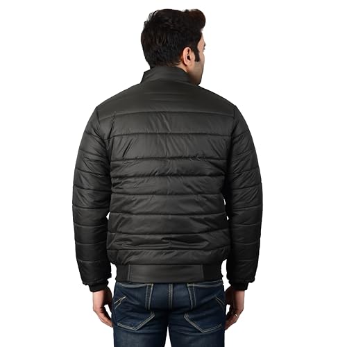 Image of Men Jacket in Material with Straight Strip Design