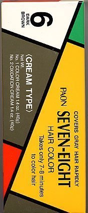 PAON Seven-Eight Hair Color 6 Dark Brown Refill - Tube 1 Color Cream 1.4 Oz - Tube 2 Oxidation Cream 1.4 Oz