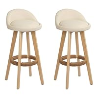 Artiss Bar Stools Stool Set of 2 Kitchen Counter Barstools Dining Chair Bentwood Chairs Leather Beige in 69cm Seat Height Floor Home Dining Room Cafe Outdoor Indoor