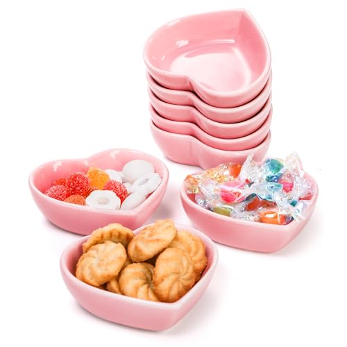 Wuweot 24 Pack Pink Heart Shape Sauce Dish, 3 Inches Ceramic Side Bowl thumb #2