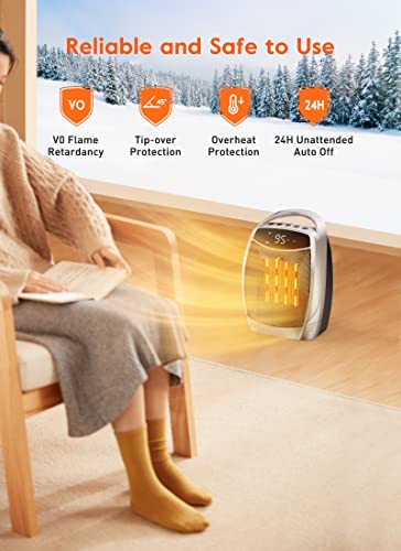 Givebest Digital Space Heater, 2022 Upgraded 1500W Fast Heating Electric Ceramic Heater With 4 Modes, Timer, Overheating & Tip-Over Protection, Etl Listed, Small Portable Heater For Room #TOP1