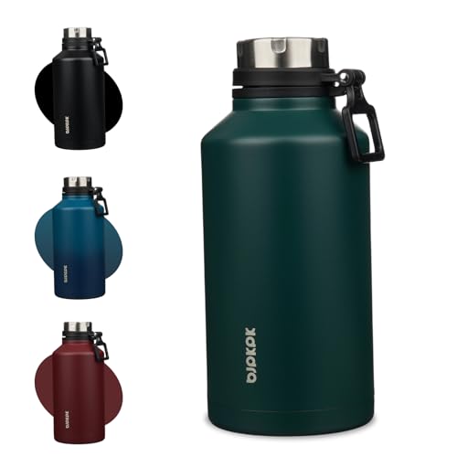 Image of BJPKPK 64oz Insulated Water Bottle, Stainless Steel Vacuum Jug with Handle | Half Gallon Large Water Bottle, Leak-Proof BPA-Free Vacuum Insulated Bottle for Gym, Hiking, Camping & Outdoor Adventures