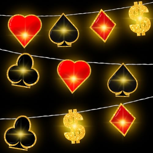 VIHOSE Casino Theme Party Decorations Las Vegas Party Supplies 20 LED 10 ft Poker String Lights for Casino Night Las Vegas Night Baby Shower Birthday Decorations