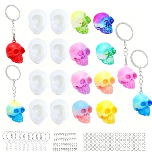 WYAHYQ 8pièces moule resine epoxy tete de mort moule resine epoxy halloween à bougie