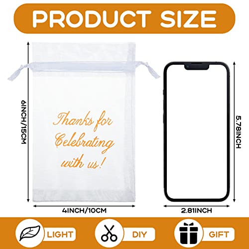 Image of Riakrum 100 Pcs Sheer Organza Bags Wedding Favor Mesh Drawstring Bags Thank You Gift Bag for Guests Candy Candy Gift Bag for Wedding Favors, Bridal Shower, Anniversary, Birthday(4 x 6 Inch,White)