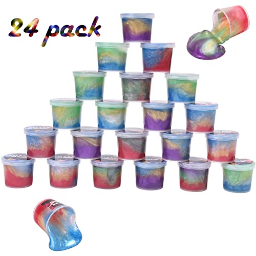image for Unicoslm Kids Party Favors Slime Putty, 24 Pack Galaxy Slime Bulk, Cry