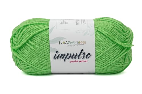 Image of WOAFashions Impulse Hand Knitting & Crochet Yarn, Premium Acrylic, 4 : Medium (Lime) (100gms / 3.5oz / 200mtr / 218yds)