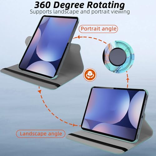 Image of TGK Rotating Flip Cover for Samsung Galaxy Tab S9 FE+ /S9 Plus /S10+ 12.4 inch Case Printed (Green Marble)
