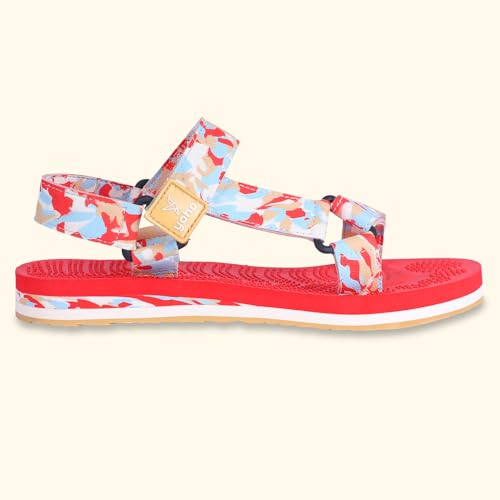 Image of YOHO EVA Sandals for Women | EVA sole | Comfortable cushioned sole with TPR base | Lightweight | Soft skin friendly straps | Adjustable straps | Velcro closure | Vibrant colour options