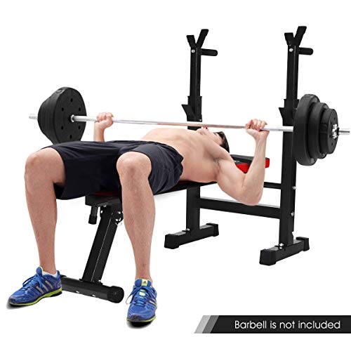 Goplus Adjustable Weight Bench –Weight Lifting Bench – Multi-function for Fitness Exercise and Strength Workout - Fully Adjustable Weight Catches Bench Press - Foldable Incline Exercise Bench