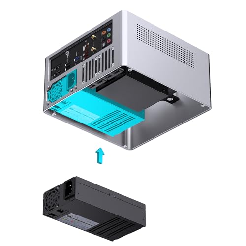 Image of JONSBO N10 Silver MINI ITX PC Case, Aluminum Alloy with Walnut Trim SFF Desktop Case, Standing or Lying, Compatible with 1U Flex PSU,Compact & Portable 4.5L Small, with 2Fans,4x2.5 SSD,Silver