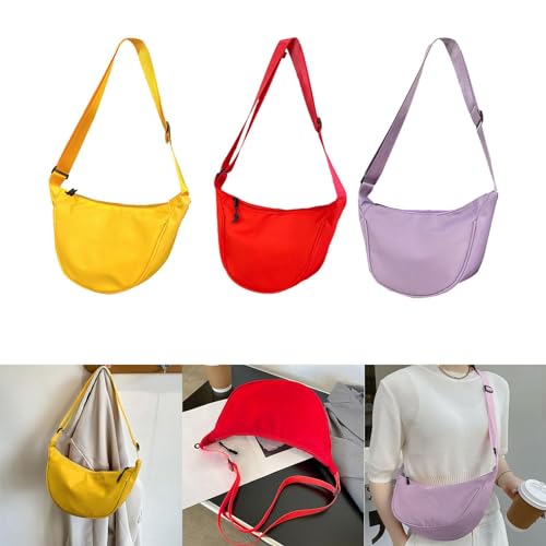 Image of VELURA SYDL Crossbody Crescent Bag Fashionable Nylon Hobo for Women Handbag Shoulder Bag Yellow|1 Shoulder Bag|Clothing, Shoes & Accessories