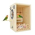 CooShou Bird Nest Box Parakeet Breeding Nest Box Bird Nest House Wooden Acrylic Transparent Breeding Box for Finch Lovebirds Cockatiel Budgie Conure Parrot