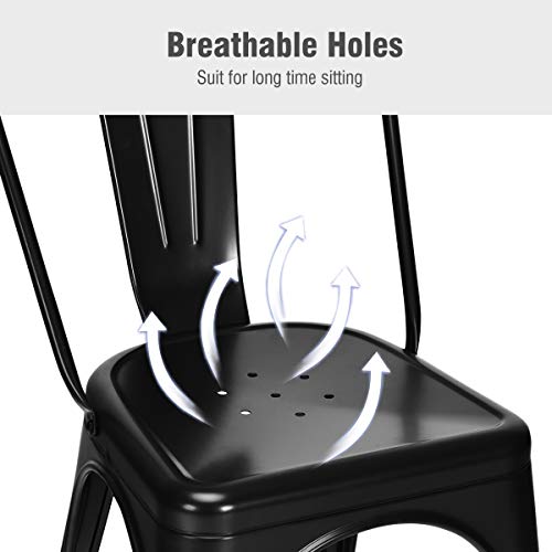 image for COSTWAY Metal Bar stools Set of 4, with Removable Back, Cafe Side Chai