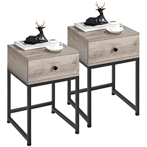 image for Yaheetech Bedside Table set of 2 with1-Drawer Industrial 1-Drawer Side