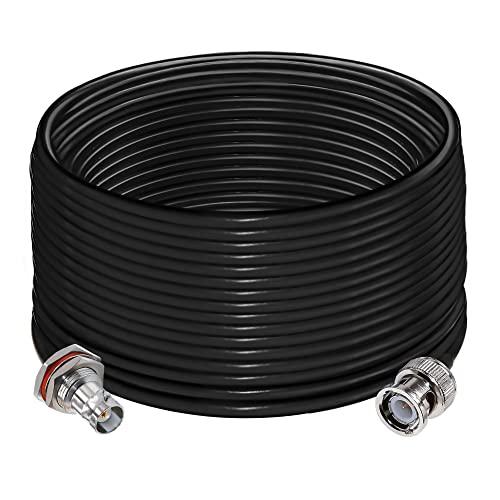 TUOLNK RG58 BNC Jumper Cable, BNC Male to BNC Female Antenna Extension Cable, Low Loss 50 ohm BNC CB Radio Coax Cable 32.8FT(10M) for HAM Radio,Antenna Security, CCTV System