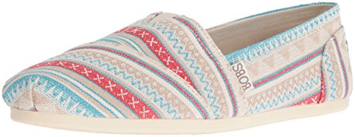 BOBS from Skechers Women's Plush-Lil Fox Flat, Aztec Off White, 8.5 M US