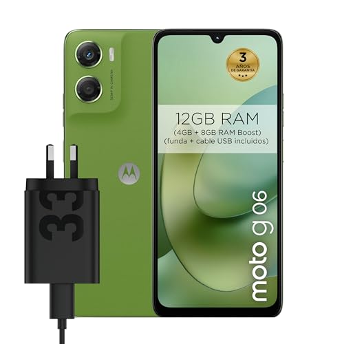 Motorola Moto g06 12GB (4GB+8GB RAM Boost)/64GB Color Pantone Tendril + Cargador 33W