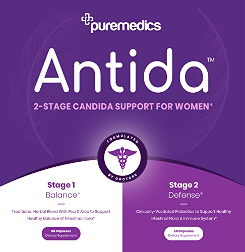 ANTIDA Candida Cleanse for Women - 2-Stage Candida Support Formula w/ Probiotics - Balance & Defense Candida Complex - Formulated by Doctors - Vegan/Vegetarian Candida Supplement - 45-Day Supply