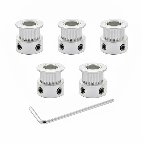 SHCEEC GT2 Timing Pulleys 20 Teeth 8mm Bore 6mm Width for 3D Printer 2mm Pitch Aluminum Timing Belt Pulley Wheel with Allen Wrench (Pack of 5Pcs)