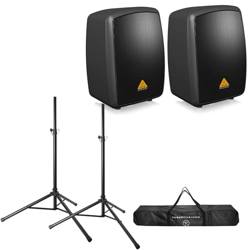 Behringer Europort MPA40BT 40W All-in-One Wireless Portable PA System, 2-Pack, Bundle with Adjustable Speaker Stands, Pair