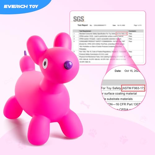 Image of EVERICH TOY Bouncy Animal Hopper, Ride-On Dog Hopping Toy for Toddler 18M+ | Inflatable Horse Hopping Toy for Boys Girls, Indoor Outdoor Bouncy Dog Toy for 2 Year Old Kids, Gift for 3 4 5 6 Yrs W / Pump