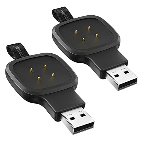 NEWDERY Charger for Fitbit Versa 4/Versa 3, Portable Travel USB Replacement Charger Dock, 2 Pack Magnetic Fast Charger Accessories for Fitbit Versa 4/Versa 3 Smartwatch(Not for Versa 2)
