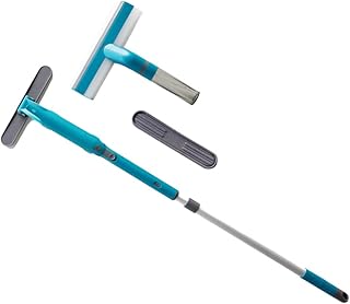 Livington Window Buddy - Fensterabzieher mit Teleskopstange - 3in1 Fensterputzer Set mit Sprühfunktion, Reinigungspad & Abzieher - Fensterreiniger für streifenfreies Putzen für Fenster, Spiegel & mehr