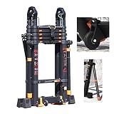 Telesladder Black Retraction Collapsible Ladder with Wheels, Aluminum Lightweight Home/Office/Work F