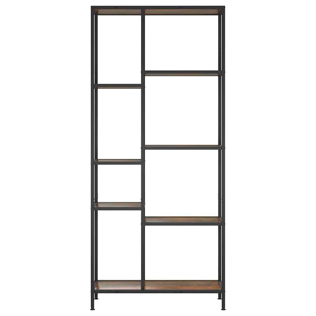 Regał na książki 80 x 30 x 180 cm, stal z materiału drewnopochodnego, regał stojący z uchwytem ściennym do salonu, biura, sypialni, pokoju dziecięcego i korytarza, organizer do
