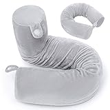 poymecy Twist Memory Foam Travel Pillow Neck, Lumbar Leg Support Traveling on Airplane, Bus,Chin, Train at Home(Grey Memory Foam)