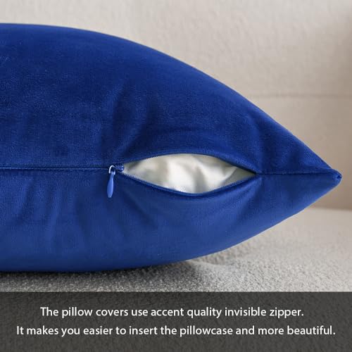 Image of MIULEE Velvet Throw Pillow Covers 20x20 Inch, Pack of 2 - Royal Blue, Soft Solid Decorative Pillow Covers Cushion Cases Modern Luxury Home Decor for Couch Sofa Bedroom Livingroom