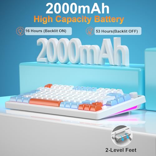 Rewurnth 75% Wireless Keyboard and Mouse Set, QWERTZ DE Layout, Compact Gaming Keyboard with Volume Control, Rechargeable RGB Mouse with Battery Indicator, for PC, Mac, Xbox, PS5 - Image 2