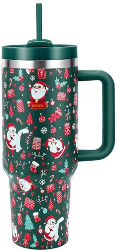 Skywerc Christmas Gifts for Women Men, 40 oz Christmas Tumbler with Handle and Straw Lid,...