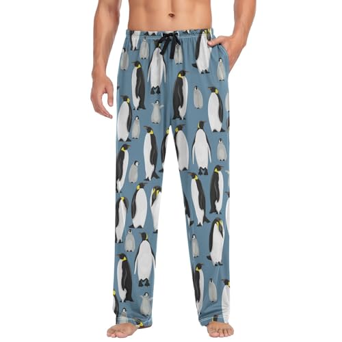 Emperor Penguins Pajama Pants Blue Cute Chicks Men's Pajama Bottoms Lounge Sleepwear PJs Casual Sleep Pants L4