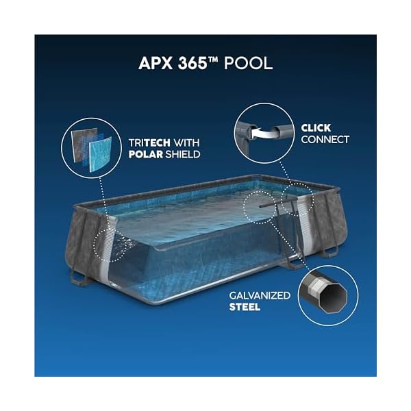Bestway Kit Piscine Hors Sol rectangulaire APX 365-956 cm x 488 cm x 132 cm - Gris foncé