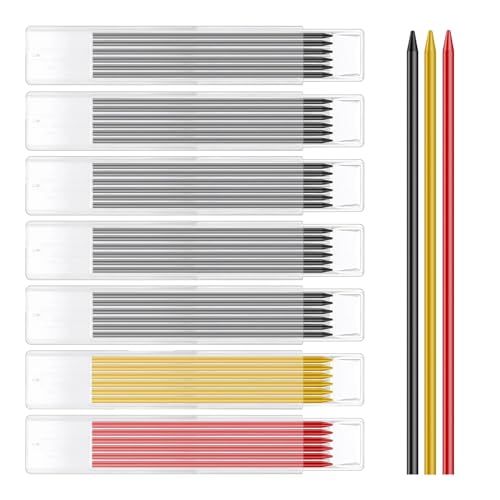 Jiujuda9 7 Schachtel/42 STK Bleistiftminen für Zimmermannsbleistift, 2,8mm Solide Tischler Bleistift Ersatzminen, Tieflochmarker Minen, Konstruktion Bleistift Ersatz für Architekt Zeichnen Werkzeuge