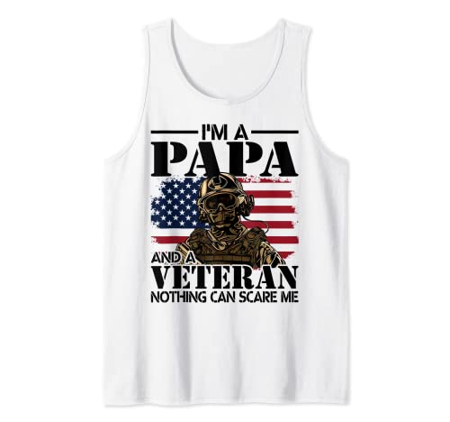 Patriotic USA American Flag I'm A Papa And A Veteran Camiseta sin Mangas
