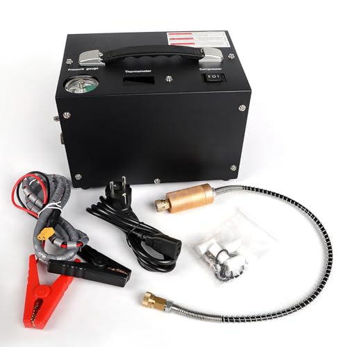 Image of PCP Air Compressor | 4500Psi /300Bar | Automatic compressor stop, built-in filter and cooling fan | 12V DC /110 /220V AC | Suitable for PCP air guns, paintball tanks, HAP tanks
