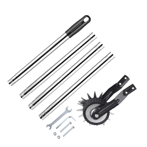 Guangcailun Cortacésped con Cuchilla de Doble Cara para un Corte eficiente de aceras, Varilla de Acero Inoxidable Gruesa, Acero Inoxidable, 4 tramos de 1.6m