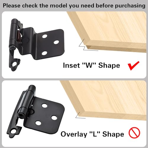 20 Pack 10Pairs 3/8 inch Inset Kitchen Cabinet Hinges, Semi-Concealed Black Cabinet Hnges, Self Closing Cabinet Door Hinges with 100pcs Screw for Frame Cabinet in Kitchen, Bathroom and More - Thumbnail 4