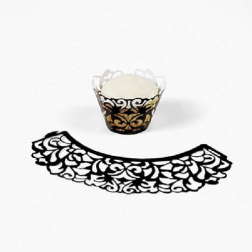 Lot of 24 Laser Cut Black Feligree Cupcake Collars Wedding Bridal Shower