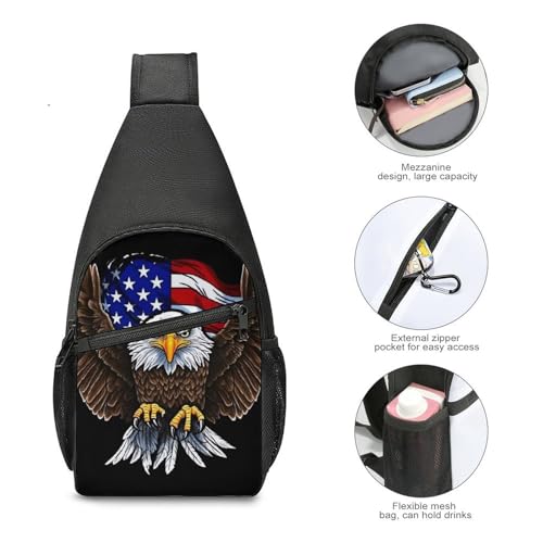 Morrales Sling Bag con bandera de EE.UU. para hombre y mujer miniatura 5