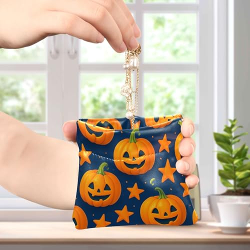 Halloween Pumpkins and Stars Squeeze Coin Purse, Leather Coin Purse, Mini Wallet, Compact and Portable, Unisex4