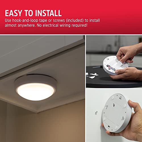 Image of Energizer Battery Operated Lights LED Tap Light Under Cabinet Lighting for Kitchen Closet Pantry Garage, AA Batteries Required, Nightlight for Bedroom, 4 Pack, 48958