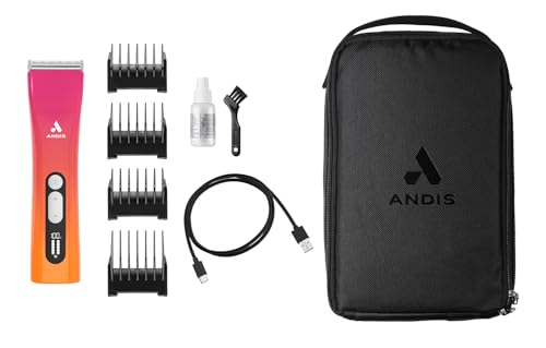 Image of Andis 562745 ProClip 5-in-1 Cord /Cordless Clipper, 5 Speeds, Sunset | Adjustable blade sizes 9-40 (2mm-0.25mm), 4,500-6,500 SPM, USB-C charging, dog grooming clipper