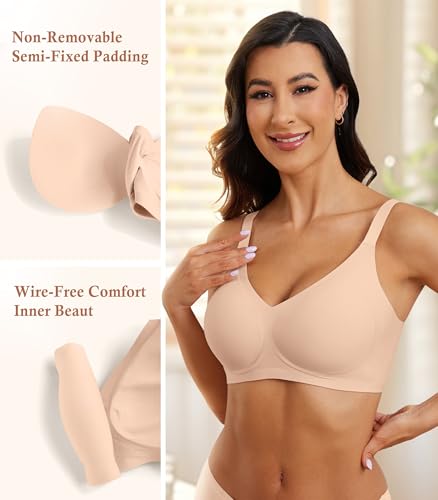 POSESHE Womens Wireless Bras Comfortable Supportive Tshirt Bra No Underwire Seamless Push Up Everyday Adjustable Bralettes3
