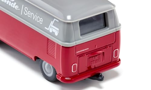 siku 2362, VW T1 Transporter, 1:50, Metall/Kunststoff, Rot/Grau, Spielzeug-Auto, Türen zum Öffnen, Anhängerkupplung