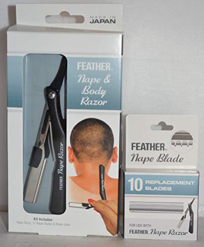 Feather Nape and Body Razor Kit PLUS 10 Extra Nape Replacement Nape Blades